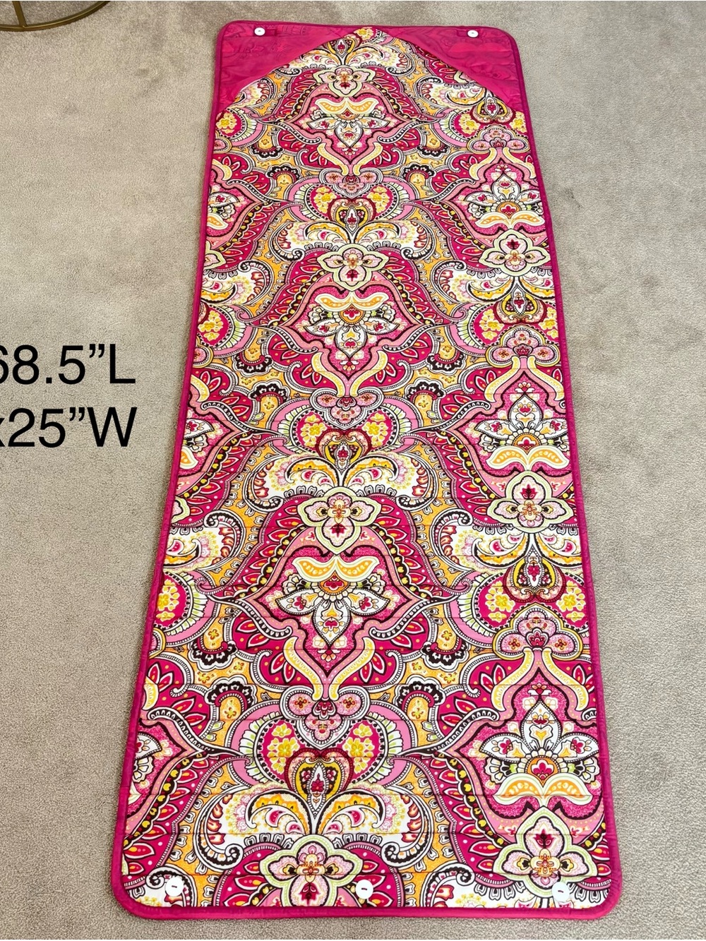 LAURA ASHLEY SEASIDE FUSCHIA PAISLEY BEACH MAT 25" x 69" COLORFUL QUILTED